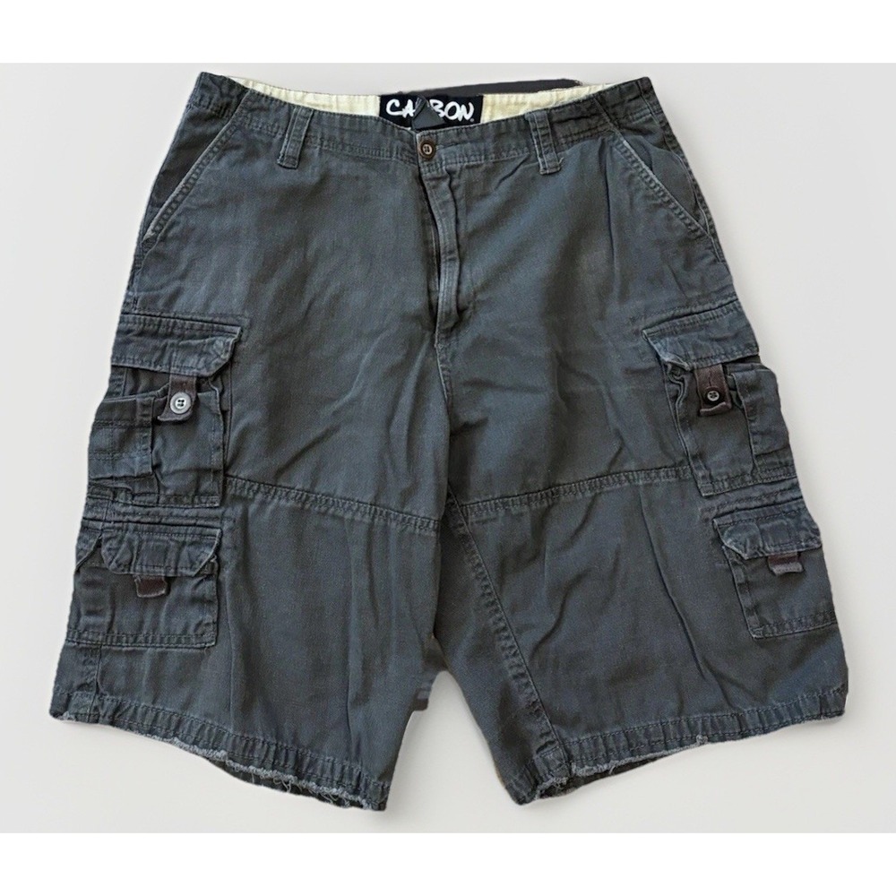 Carbon Mens 36 Hip Hop Cargo Shorts Distressed Long Baggy Street Military Grunge